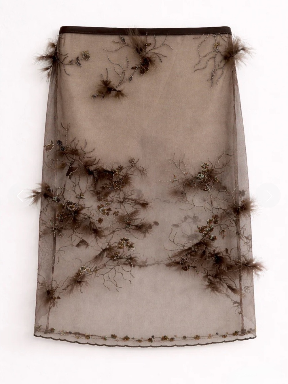 Tissimum Women’s Brown Halter Sheer Embroidered Dress - Picture 3 of 4